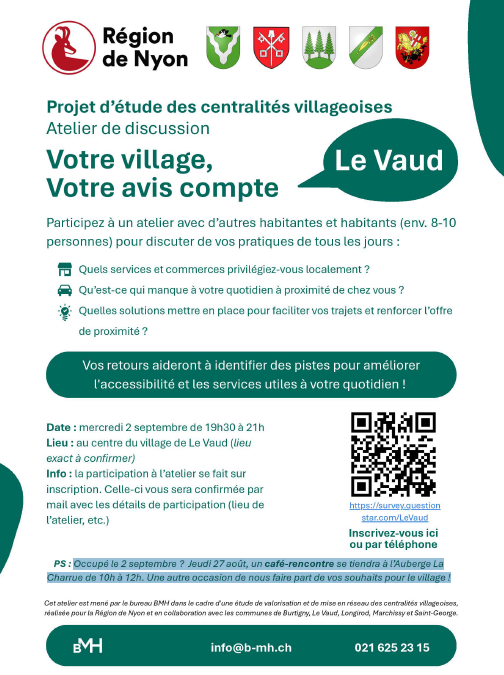 Projet d'étude des centralités villageoises - Atelier de discussion